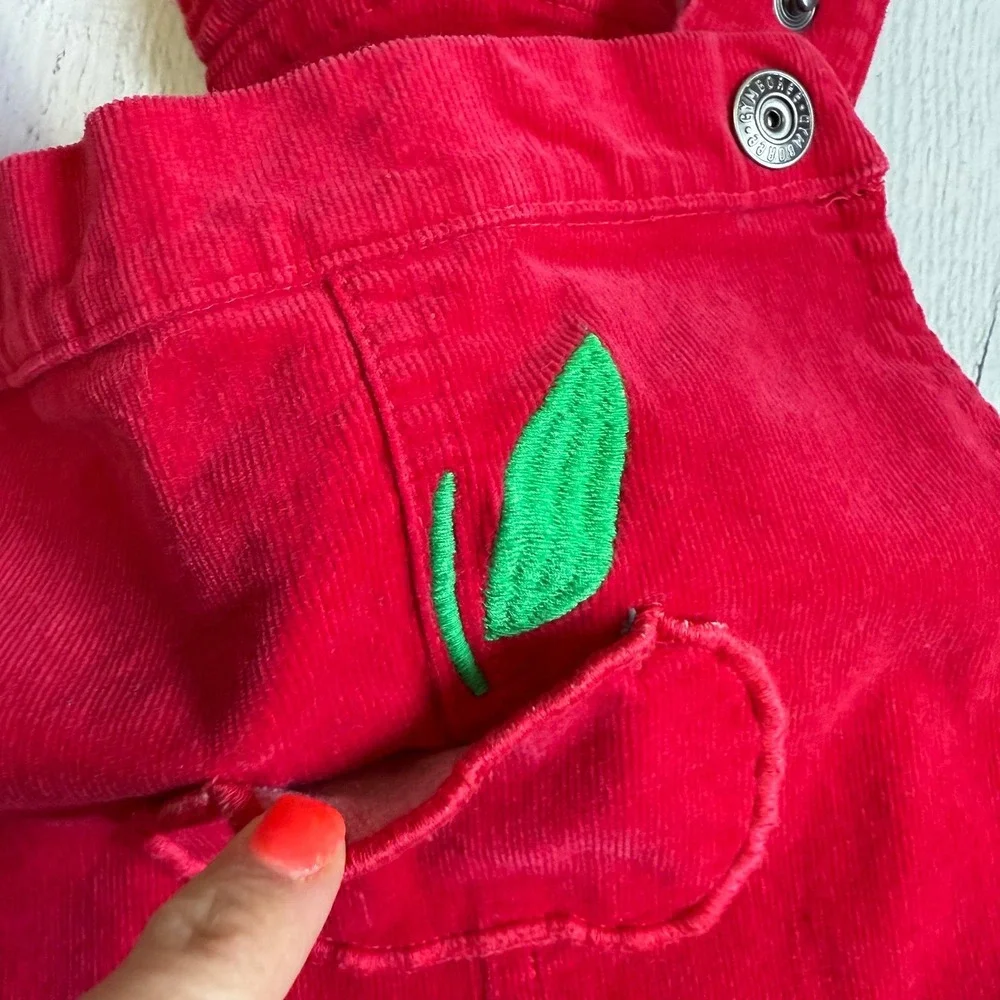 Gymboree Girls red Apple Corduroy‎ Skirtall dress jumper Teacher's Favorite 10